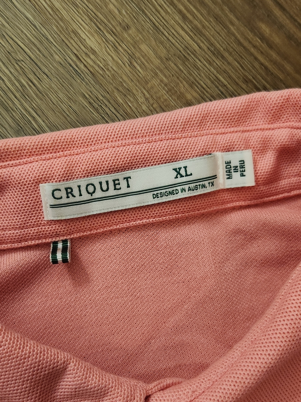 Criquet Men's XL Pink Polo Shirt Pima Cotton Peru Logo 4 Button Placket Collar - Picture 3 of 9